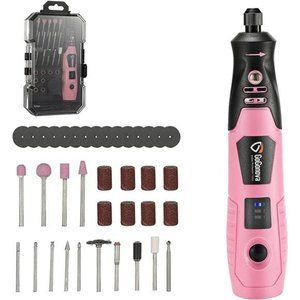4V Cordless Rotary Tool, 3-Speeds 18000 RPM Rotary Tool w/ 43 Accessories, Pink